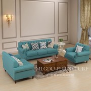 棉麻布艺拉扣沙发美式乡村，风格法式家具单双，三人沙发组合客厅