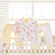 新生儿衣服春秋套装婴儿双层布两条裤子宝宝2层布衣服外套刚出生