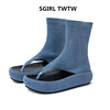 SGIRL TWTW2024年夏季牛仔布面厚底夹趾百搭高帮休闲凉鞋女鞋