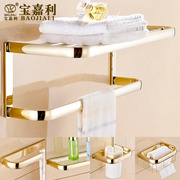 浴室全铜金色毛巾架浴巾架套装卫生间厕所简约五金挂件收纳置物架