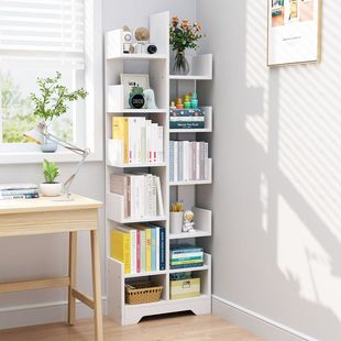 简易书架落地置物架多层儿童，小书柜子储物一体靠墙收纳架客厅家用