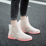 透明果冻雨鞋水晶学生雨靴防水胶鞋女短筒中筒时尚款外穿防滑