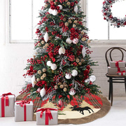 H圣诞节装饰用品 圣诞树垫小树装扮摆件围裙 格子布贴布树裙