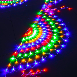 LED孔雀开屏渔网灯圣诞节日户外草坪新年公园亮化造型网格装饰灯