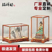 红木摆件玻璃罩花瓶古董文玩，宝笼佛像工艺品，展示盒防尘罩子可定制