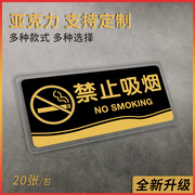 禁止吸烟亚克力警告标志办公室卫生间仓库标识牌定制小心地滑玻璃