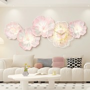 奶油牡丹花客厅沙发背景墙装饰画，高级感钟表，挂钟餐厅壁画艺术挂画