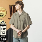 714street潮牌日系古巴领短袖衬衫2024男女，休闲衬衣情侣外套