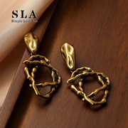 sla私家古铜色超个性外星饰品，s925银针高级感欧美法式耳环女