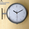 10简寸约雅致灰色双面挂钟现代时尚客厅家居钟表金属静音时钟