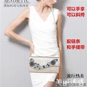 香港网红高级感女士，小包包2024潮名牌，真皮时尚镶钻手拿包