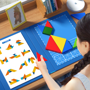 磁性七巧板智力拼图一年级数学教具小学生专用儿童幼儿园益智玩具