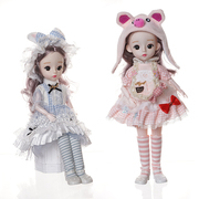 时尚衣服换装娃娃小女孩玩具洋娃娃3D仿真眼22关节带音乐玩具