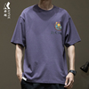 希越潮牌紫色T恤男2024夏季款重磅230g宽松大码男士圆领短袖体恤