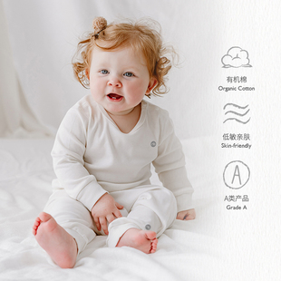 nestdesigns有机棉婴儿，2件装爬服和尚衣，新生儿春秋款纯棉包屁衣
