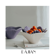大简家居 原创陶瓷紫色折纸碗陶瓷水果盘客厅零食盘糖果盘盘摆件