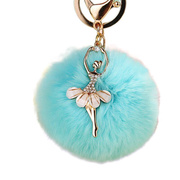 水钻巴雷舞獭兔毛球钥匙扣挂件小天使女士箱包挂饰