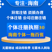 海南海口三亚三沙儋州公司个体户营业执照注册注销办理电商工商年