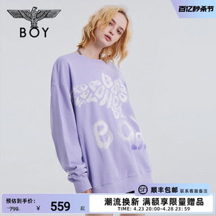 多肉葡萄BOYLONDON潮牌情侣款卫衣慵懒感涂鸦老鹰印花N03905