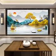 电视背景墙壁纸山水壁画3d立体墙纸大气客厅，时尚装饰影视墙布