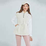 女童韩版秋季羊羔绒背心 洋气甜美连帽卫衣 学生高中生外套 外贸