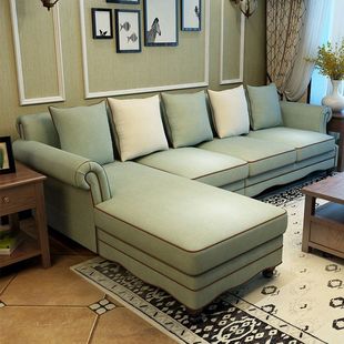 美式沙发布艺贵妃，现代简约轻奢地中海北欧式转角客厅小户型家具