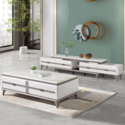 白色大理石高级感茶几，电视柜组合简约现代大户型，1.5米客厅家用桌