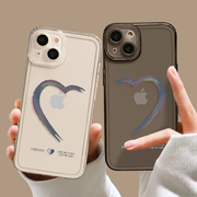 爱心情侣手机壳适用苹果14透明15任意机型iphone13pro小众12mini高级感11promaxx简约8plus一对xr男xs女7