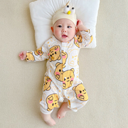 婴儿超薄连体衣长袖夏季宝宝睡衣无骨竹纤维空调服0-2岁小孩爬服