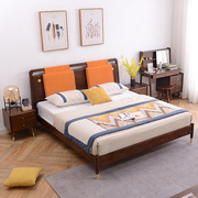 实木床北欧轻奢全实木，1.5米1.8米卧室单人床，现代简约带软靠双人床