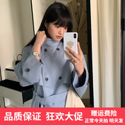 AF 简韩风双排扣立领小个子风衣女2024春季挺括宽松休闲外套3182