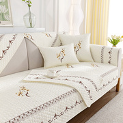 四季纯棉刺绣，防滑沙发垫全棉简约现代坐垫子