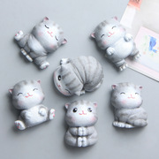 创意灰色日本猫咪小虎猫冰箱贴卡通磁扣冰箱吸磁贴吸铁石磁贴早教