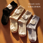 Himade春季日系复古彩色点子纱中筒袜甜美细条纹少女感堆堆袜