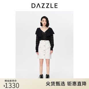 dazzle地素奥莱针织开衫，春秋装肌理感针织荷叶，领毛衫外套女