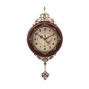 康巴丝(compas)钟表挂钟，石英钟欧式挂钟，客厅壁挂钟实木石英钟复