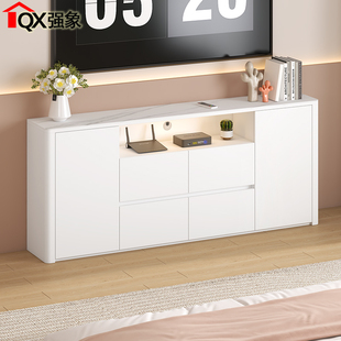 奶油风卧室床尾柜电视柜收纳储物柜一体高款白色超薄窄边柜D99
