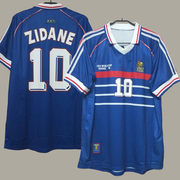 1998法国队主场长短袖足球服套装 齐达内亨利经典复古球衣队服