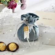 欧式喜糖袋创意圆形丝绒布婚礼喜糖盒伴手礼婚庆节日礼物袋束口袋