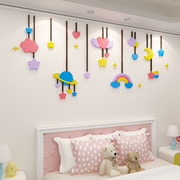 儿童房间墙面装饰品布置女孩公主，卧室床头创意3d立体贴纸壁画自粘
