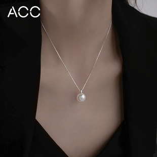 Acc天然珍珠项链女999纯银轻奢小众高级感锁骨链2024颈链