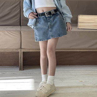 女童牛仔包臀裙夏季中大童儿童复古A字半身裙韩版时髦洋气小女孩