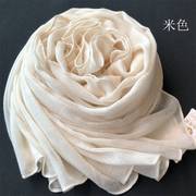 秋冬棉麻围巾宝蓝色镂空网格围巾士超长款厚保暖披肩两用丝巾