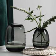 日式简约插花工艺花瓶，圆润厚重玻璃花瓶装饰水培，工艺品装饰摆件