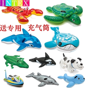 大型水上充气坐骑海豚儿童鲨鱼，游泳圈鳄鱼鲸鱼乌龟游泳池戏水玩具