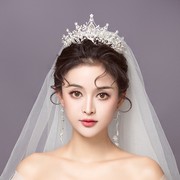 -新娘头饰结婚头纱，三件套韩式高级感主婚纱，头冠王冠女发