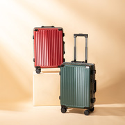 行李箱铝框时尚韩版拉杆箱大红色，结婚箱24寸大容量旅行箱