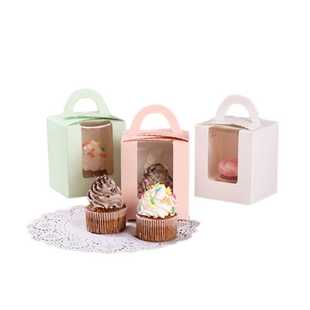 马芬杯蛋糕盒子手提便携开窗木糠杯包装盒蛋糕杯子纸杯蛋糕包装盒