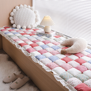 韩式ins风飘窗垫纯棉手工，拼接馒头垫四季通用加厚防滑卧室窗台垫