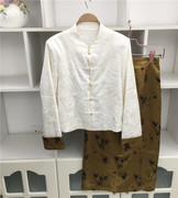 国风新中式汉服春季女士两件套刺绣花白色，小西装外套+过膝中长裙